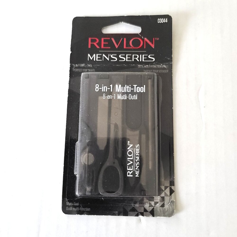 Revlon Mens Series 8 in 1 Multi Tool in Travel Case Scissor File Light Pen + NEW